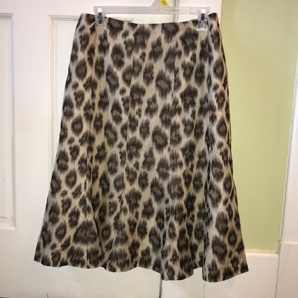 talbots cheetah pencil flair skirt